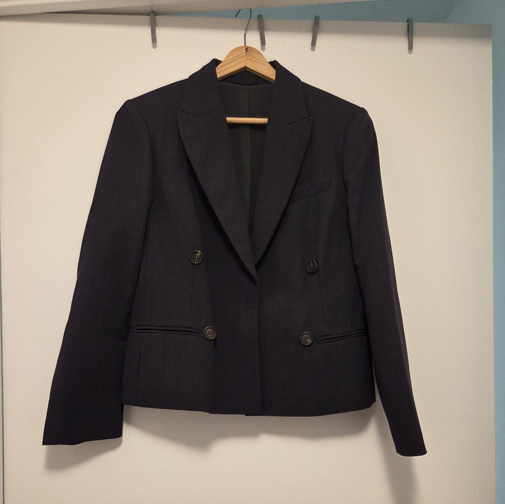 Brunello Cucinelli Charcoal Double-Breasted Blazer